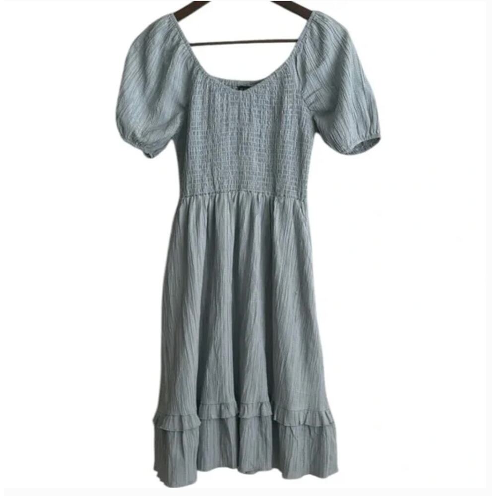 Mikarose Blue Puff Sleeve Dress Sz S